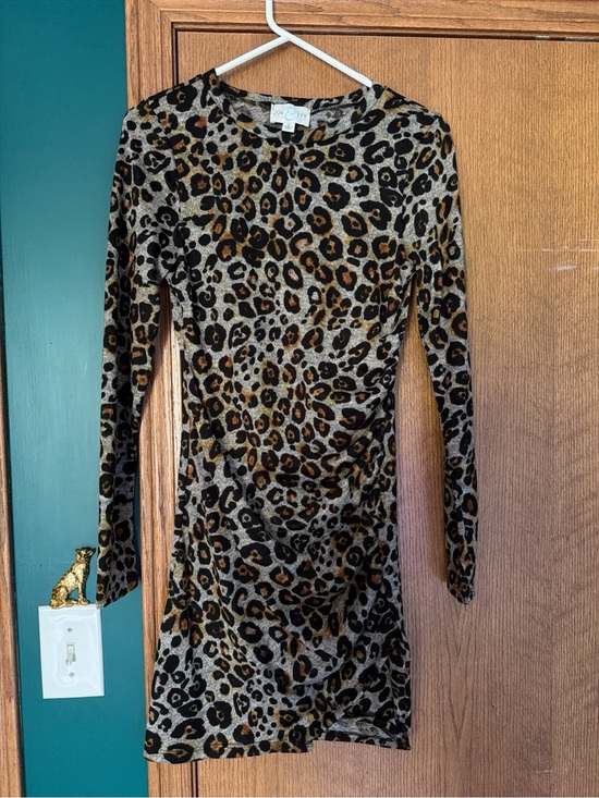 Francesca's Collections Dresses & Skirts - Leopard Print Long Sleeve Bodycon Dress - Brown/Black